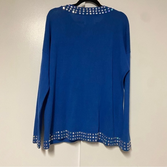 Vintage Storybook Knits Blue Sled Ride Ugly Christmas Sweater Size L - Picture 7 of 7